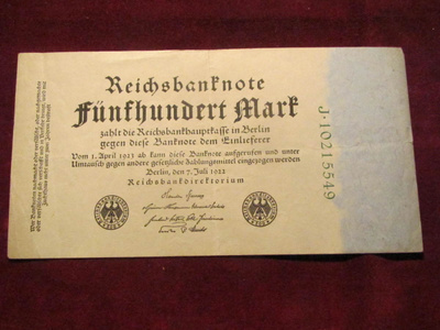 500 mark 1922 Saksa-Germany