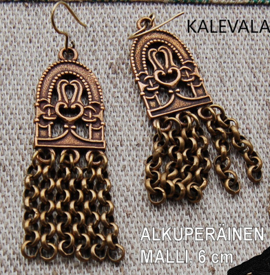 KALEVALA HÄMÄLÄINEN JUHLAKÄÄTY -korvakorut , pronssi, RASIA 