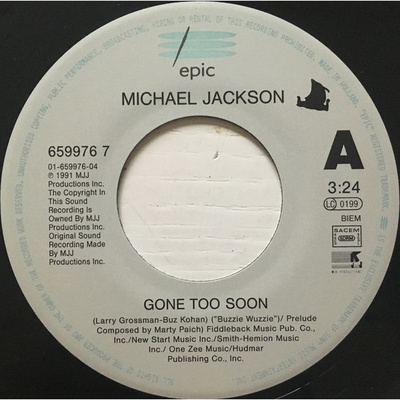 7” SINGLE Michael Jackson - Gone Too Soon