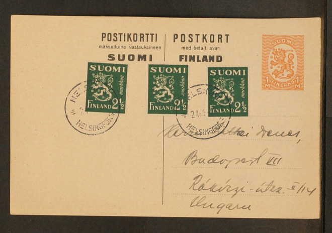 # 23440 # Ehiö 1mk - Lomakekäyttö - Helsinki > Unkari - 1947