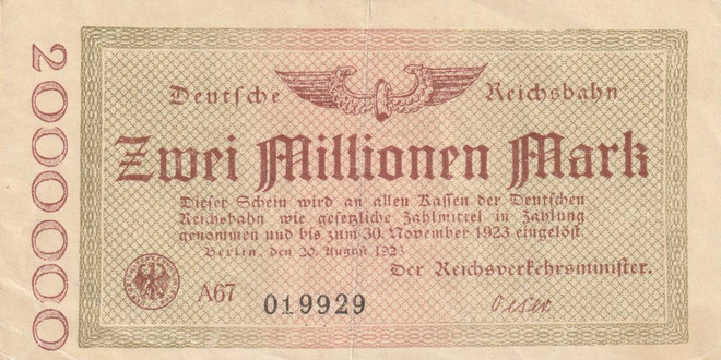 GERMANY 2 MILJ. MARK 1923 KL6-7  (K15-S61)