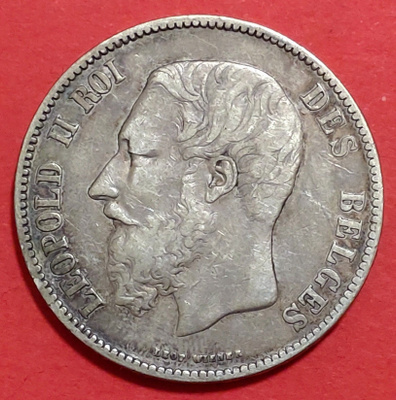 Belgia 5 Francs 1870 paino 24,75 g. (KD6)