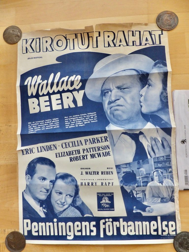 VANHA Elokuvajuliste Kirotut Rahat Old Hutch 1936