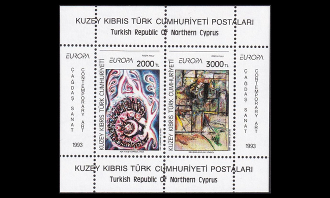Turkki Kypros 353-4BL12 ** Europa nykytaide (1993)