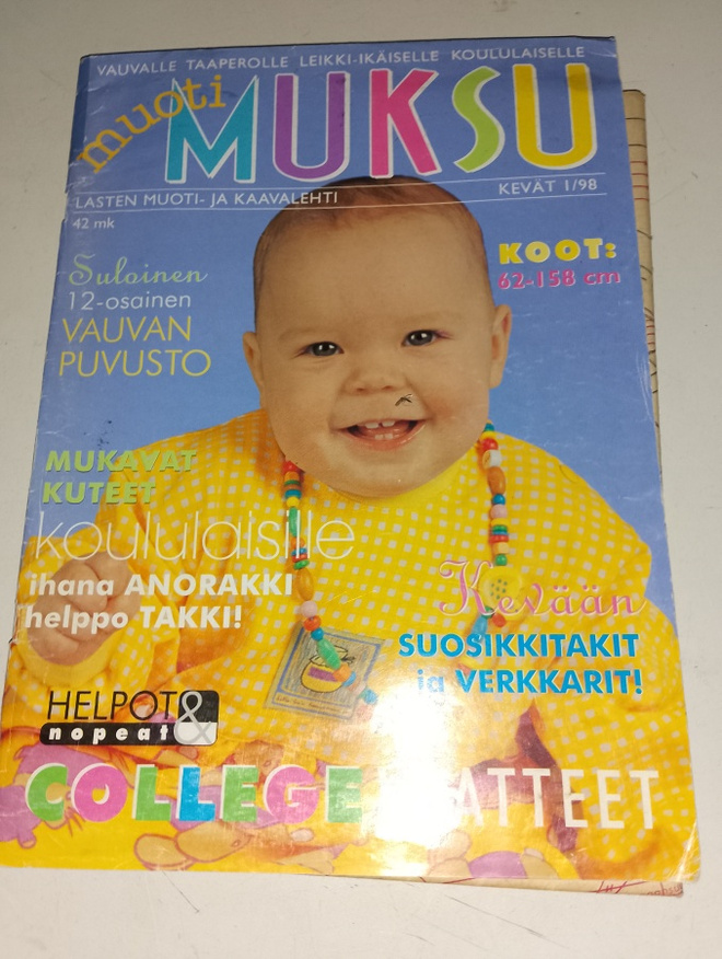 Muoti muksu 1/1998- mm. vauvan puvusto