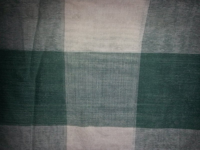 Vihreä , harmaa pellavajäljitelmä verhokangas 240x150cm