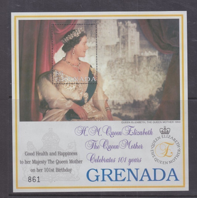 Queen Elisabet Queen mother 2001 Grenada **