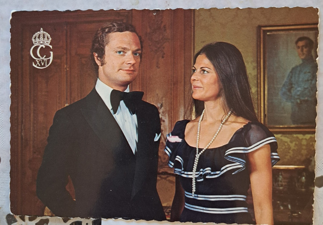 Kuningas Kaarle Kustaa ja Silvia 1976, postitettu Ruotsista