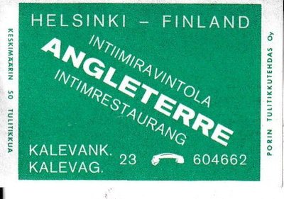 Helsinki, Intiimiravintola Angleterre .  s94