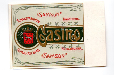 Tupakkaetiketti: Hämeenlinna, Samson; Gasino