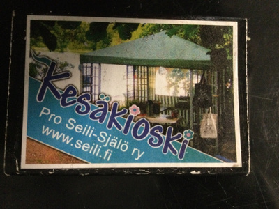 SEILI - KESÄKIOSKI. tulitikkuaskin etiketti.