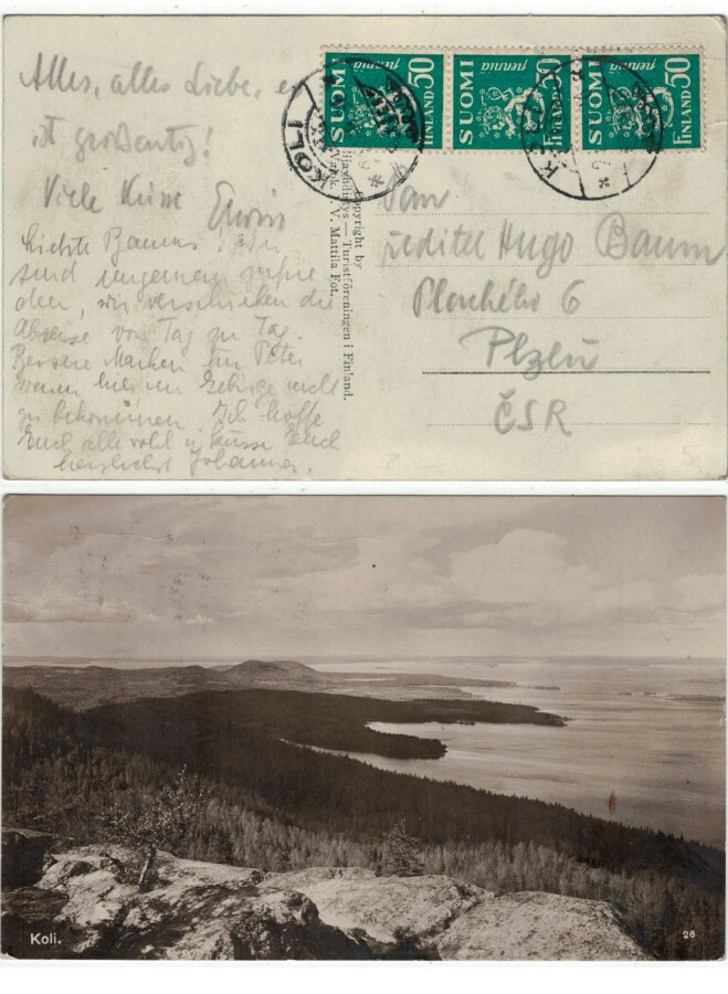 M30 1932 50p 3 kpl postikortti Kolilta CSRään 1936
