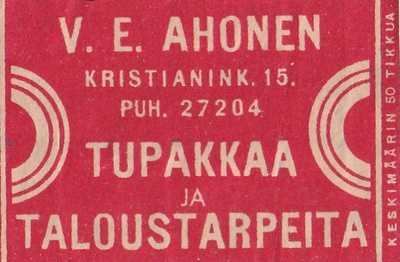 Helsinki, V. E. Ahonen, Kristianink. 15   b499