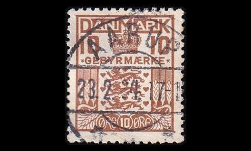 Tanska VM_16 o Gebyr 10 öre ruskea (1930)