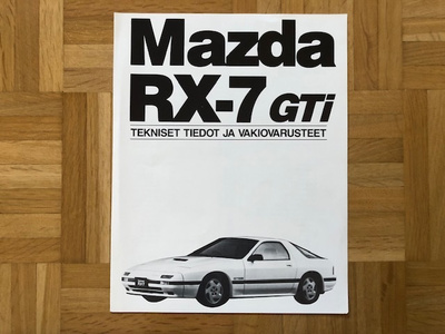 Esite Mazda RX-7 GTI, tekniset tiedot ja vakiovarusteet