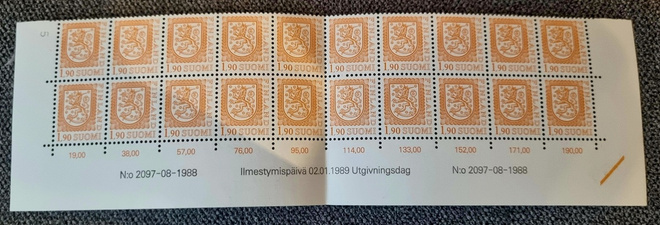 LaPe 1065 - Yleismerkki leijonamalli 1,90 mk  - arkin osa **
