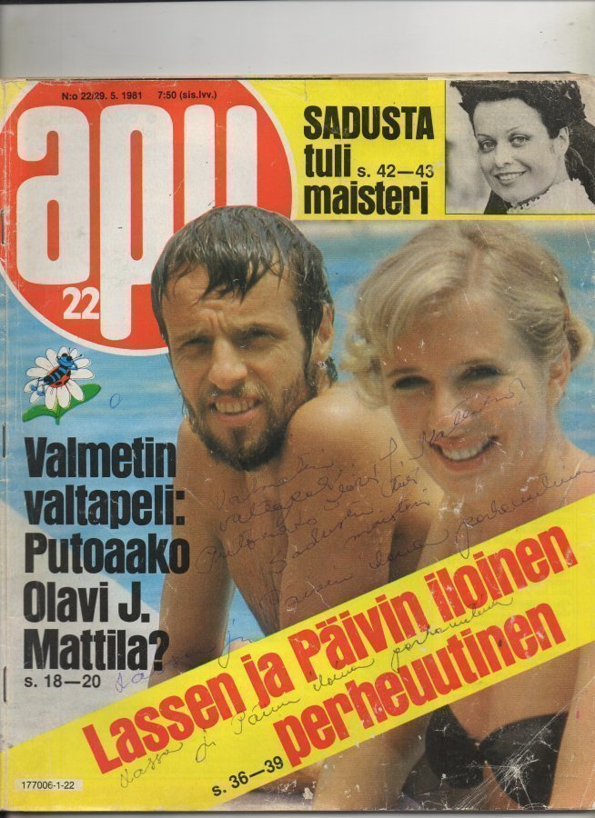 Apu n:o 22 1981 Lasse & Päivi. Valmet. Satu & muut maisterit