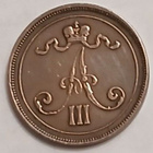 Aleksanteri III, kupari 10 penniä vuodelta 1890. - pikkukuva 2