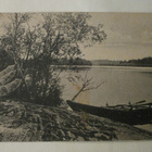 Lohja, järvenrantaa, vene, rysät kuivumassa, mv pk, p. 1922 - pikkukuva 1