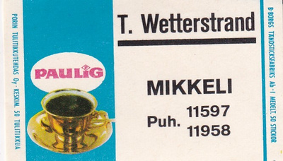 Mikkeli, T. Wetterstrand  , Paulig  s4/1