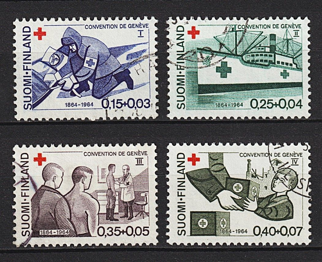 1964 Punaisen Ristin merkkisarja leimattuna