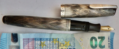 Art Deco Kynä Hopea Napoleon KultaKärki 585 UPEA Massiivinen