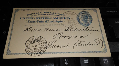 Usa - Porvoo UPU Ehiökortti 1899 26/11