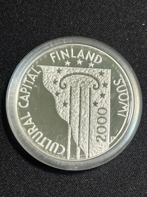 100mk hopeinen juhlaraha Helsinki 450V Proof