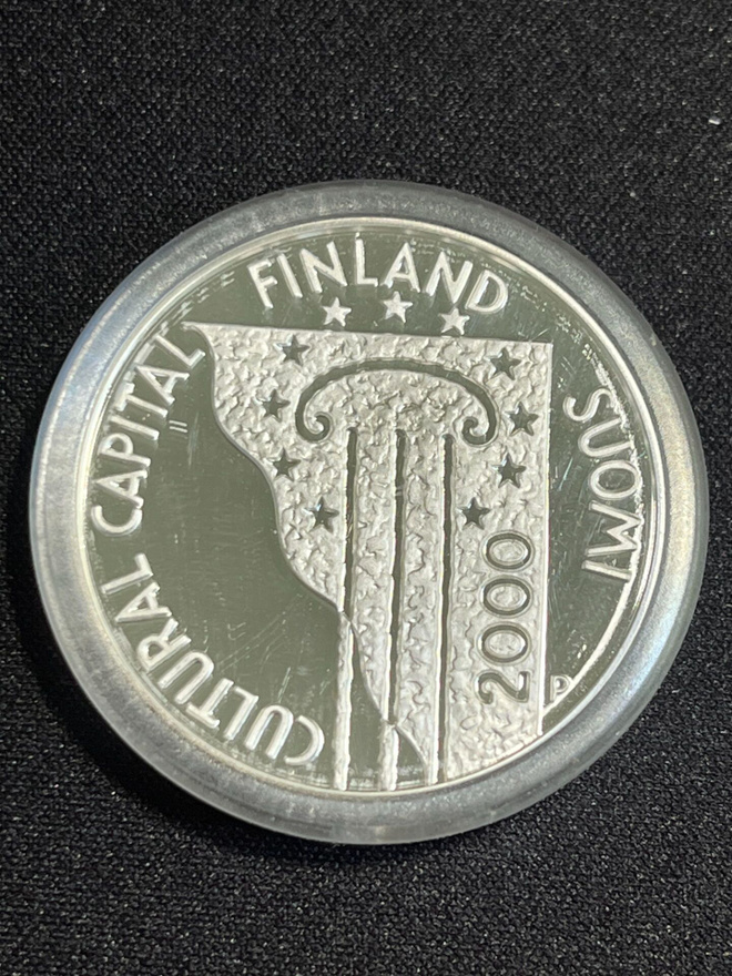 100mk hopeinen juhlaraha Helsinki 450V Proof