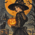Halloween noidalla musta pitsimekko - pikkukuva 1