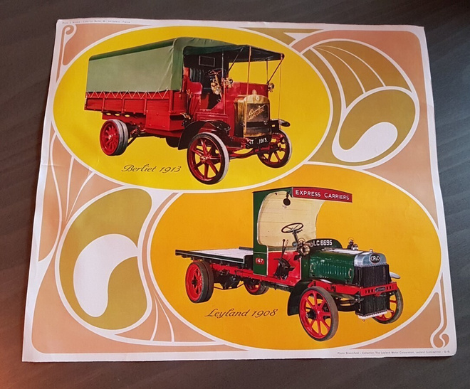 Vanha auto juliste 1913 Berliet ja 1908 Leyland