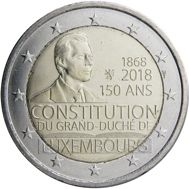 ** LUXEMBURG 2€ 2018 Perustuslaki 150 v. pillerissä **