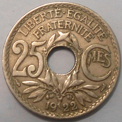 France. 25 centimes 1922.