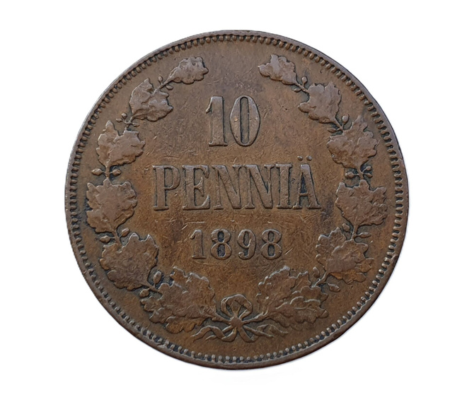 10 penniä 1898 - Harvinainen! OK kunto!