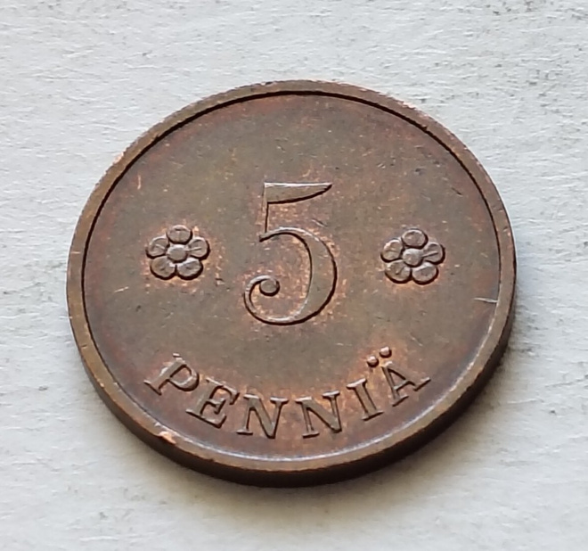 5 penniä v. 1939, circ