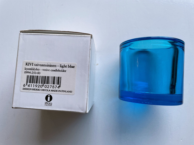 Iittala kivi tuikku wanha taivaansininen + pakkaus