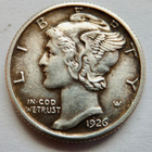 USA 1 dime 10 c 1926 Hopeaa HYVÄ - pikkukuva 1