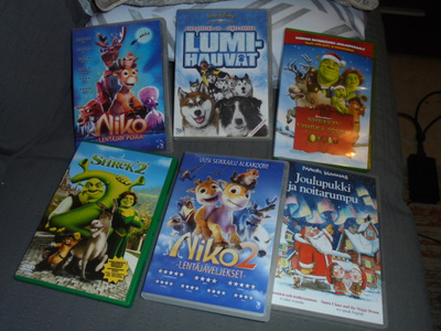 DVD kasa lapsille. 6 kpl