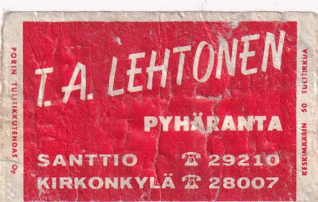 Pyhäranta, Santtio, T. A. Lehtonen   1/8