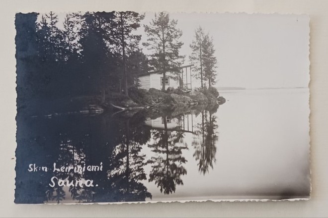 Mäntsälä, J:pään srk:n Leiriniemen sauna, valokuvapk, ei p.