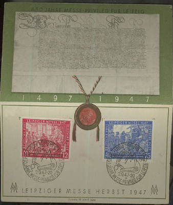 Saksa Mi 965-6 Leipzigin messujen erikoisleimakortti