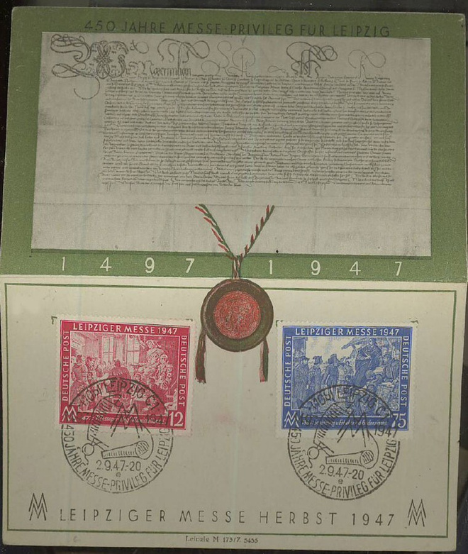 Saksa Mi 965-6 Leipzigin messujen erikoisleimakortti