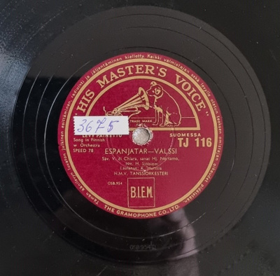 Savikiekko 1939 - Kullervo Hurttia His Master's Voice TJ 116