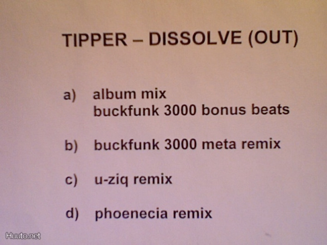 TIPPER :: DISSOLVE(OUT)  ::  VINYYLI 12"  MINT PROMO-TEST !