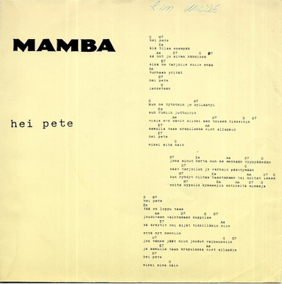MAMBA: Hei Pete / Yöihminen  7" kannet