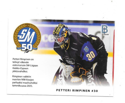 2024-25 BlueLine Matchcard #1/6 Petteri Rimpinen K-Espoo