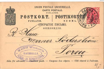 FIRMAKORTTI RAUMA WALFRID WIKMAN KIRJAKAUPPA