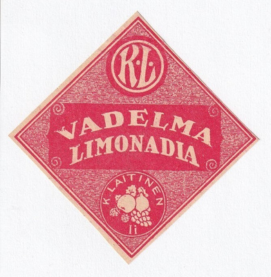 JUOMA ETIKETTI -  K.LAITINEN Ii VADELMA LIMONADIA  (K15-S79)