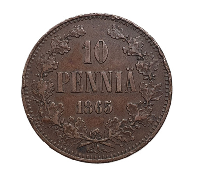 10 Penniä 1865 - Variantti 1.1 !?