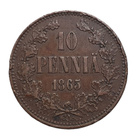 10 Penniä 1865 - Variantti 1.1 !? - pikkukuva 1